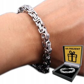    Silbernes Herren-Armband, dick, 18 cm, königliches byzantinisches Geflecht