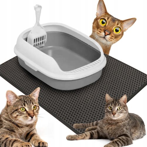  Katzenset, großes, offenes, kleines Tablett für Streu + Schaufel + Matte für beleuchtetes Tablett
