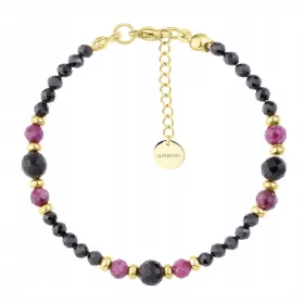   Vergoldetes Armband mit schwarzen Turmalinen und rosa Rubinen
