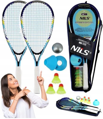 Ball, Hülle, Schlägerset mit Federball Nils NRS005 + CGROT Sports Guide IDEAL zum EINKAUFEN LERNEN