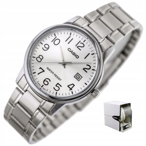  CASIO BARON HERRENUHR + BOX + GRAVUR, Datumsanzeige, silberne Armbandnummern