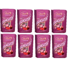 LINDT Lindor Himbeere & Sahne Pralinen, 8x 200g Karton