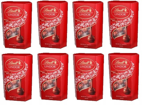 8x 200g LINDT Lindor Pralinen Milk Karton - Zartschmelzendes Erlebnis
