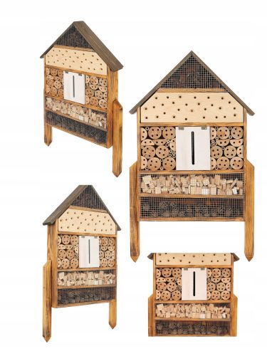  Ein Nützlingshaus, rote Mauerbienen, Schilffüllung, H 103 cm