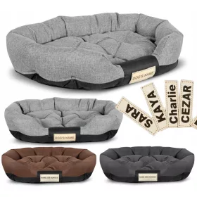    Hundebettkorb Wasserdicht Grau + Name 100x75 cm Verschiedene Farben