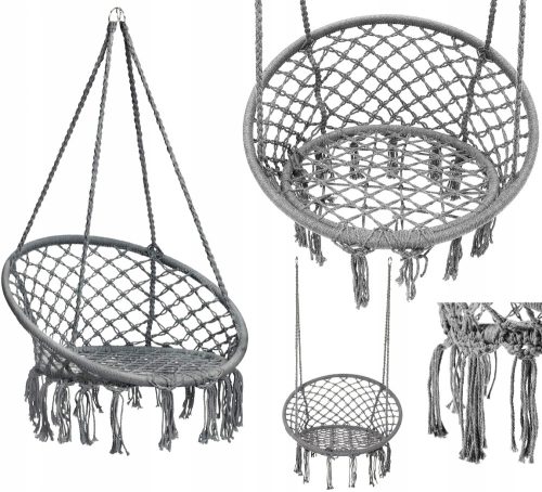 GARTENSCHAUKEL STORK NEST HÄNGESESSEL DUNKELGRAU BOHO 150 KG
