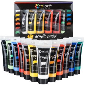  Acrylfarben-Set in Tuben mit 12 Farben, 12 x 75 ml