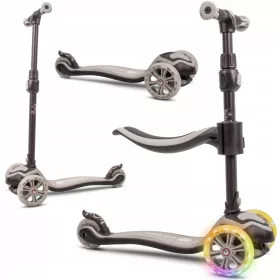  Dreirädriger Balance-Scooter für Kinder 3in1 LED grau