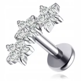  SILBER LABRET OHRRING BLUMEN HELIX ZIRKONIA TITAN 1,2/6