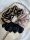  SCRUNCHIE großes XL-Haarband, schwarzes Satin-Zebra, DREI FARBEN kombiniert