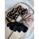  SCRUNCHIE großes XL-Haarband, schwarzes Satin-Zebra, DREI FARBEN kombiniert