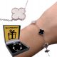  Silbernes Damen-Armband, 925er Silber, Kleeblatt, Onyx-Perlenklee