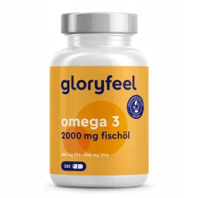   Omega-3 Kapseln von Gloryfeel - Hochdosiert für Gehirn- und Herzunterstützung