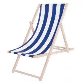    Springos Liegestuhl, Strandliegestuhl aus Holz mit Streifen, mehrfarbiges Holz