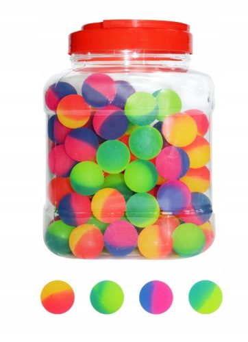  Regenbogenfarbene Gummibälle, Set mit 100 Stück, 27 mm