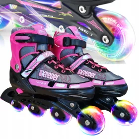    Verstellbare Inline-Skates 35–38 Inline-Skates, Gummiräder, beleuchtete LED