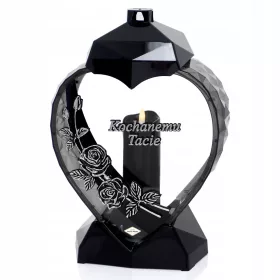    Eine elegante herzförmige Kerze mit einer Rose für Papa, gold