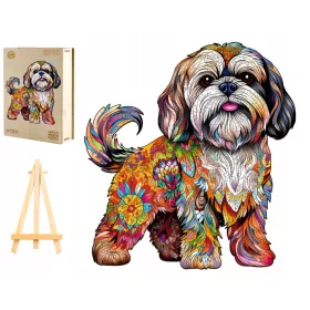  GROSSES HOLZPUZZLE 260 TEILE SHIH TZU IN EINER HOLZKISTE