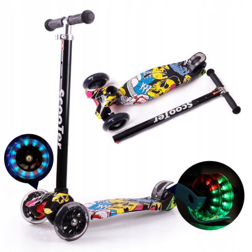  DREIRAD-BALANCIER-SCOOTER, BELEUCHTUNG, LED-RÄDER, GRAFFITI-BREMSE