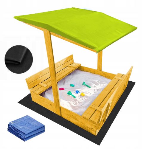 SANDKASTEN 120 MIT VERSTELLBARER OBERSEITE, VERSCHLIESSBAR, HOLZ, KOSTENLOS GELB