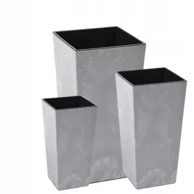    Blumentopf Lamela, 30 cm x 30 x 57 cm, Durchmesser 30 cm, Kunststoff in Grau- und Silbertönen + 2 weitere Produkte