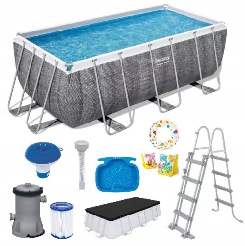 Bestway Pool mit rechteckigem Rahmen 412 x 201 cm + 6 weitere Produkte