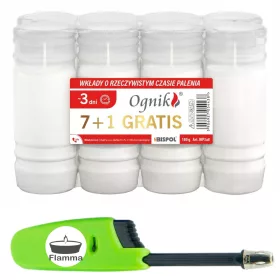   BISPOL Paraffin-Nachfüllung für Kerzen WP3 72h, 8 Stück + ausziehbarer Kerzenanzünder gratis!