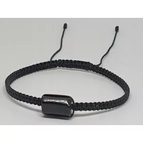    Armband schwarzer Turmalin Naturstein Makramee Talisman schwarzer Faden