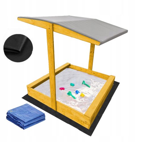 SANDKASTEN 120 MIT VERSTELLBARER OBERSEITE, HOLZ + KOSTENLOSE GESCHENKE, GRAU