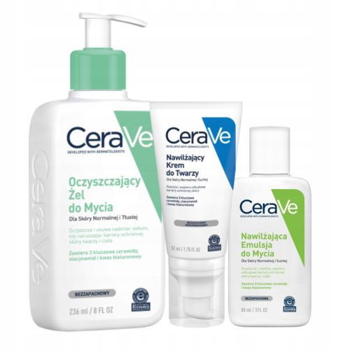 CeraVe Pflegeset für normale bis trockene Haut mit Hyaluronsäure und Ceramiden