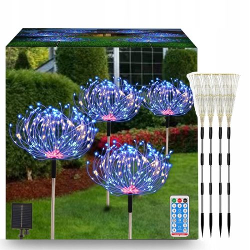  LED SOLARLAMPE BAUM Löwenzahn Feuerwerk mehrfarbig 480LED 4STK