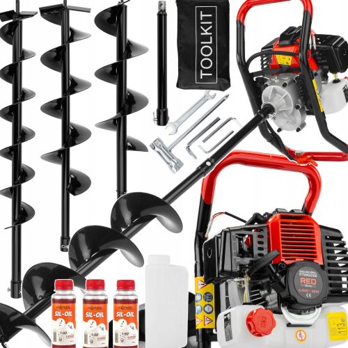 BODENBOHRER RITCH BENZINSCHNECKE MARKE RED TECHNIC + 3 VERLÄNGERUNGSBOHRER