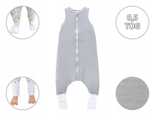  Sommer-Musselin-Schlafsack 0,5 TOG mit Socken 86-104 M