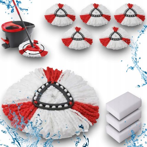 6× DRMZ rotierender Moppeinsatz 9 STÜCK ROTIERENDER MOP-Einsatz SAUGFÄHIGER MOP-EINSATZ 14 cm