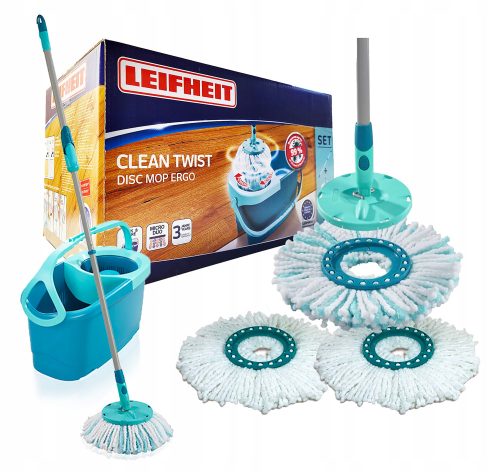Leifheit Clean Twist Ergo Eimer- und Schleudermopp mit 3 35-cm-Einsätzen