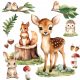  Wandaufkleber für Kinder WALDTIERE HIRSCH WALD GROSSE AUFKLEBER