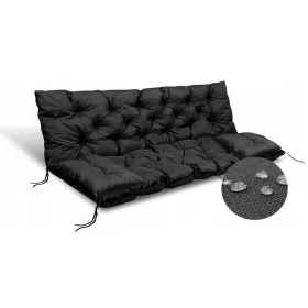    Gartenkissen-Set 120x60x50 cm für Hollywoodschaukel Wasserdicht Schwarz