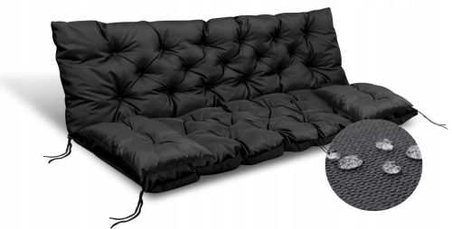  Gartenkissen-Set 120x60x50 cm für Hollywoodschaukel Wasserdicht Schwarz