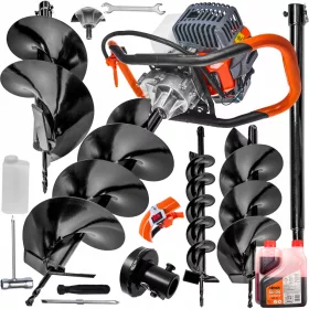 BENZINBOHRGERÄT ERDBOHRER BOHRBOHRSET 10/20/30 CM + ÖL