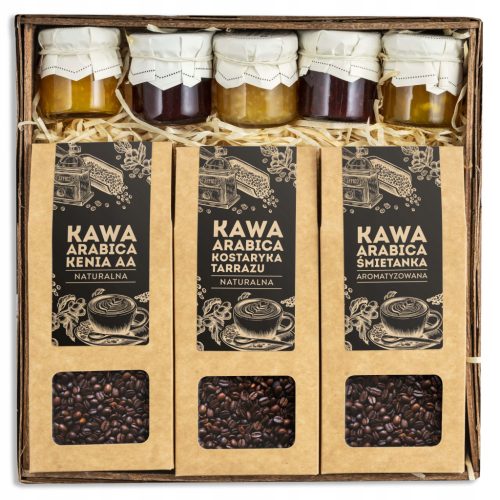  KAFFEE-Set als GESCHENK, Arabica-Bohnen und Marmelade