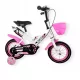  Kinderfahrrad 12 Zoll Seitenräder WEISS mit rosa Klingelkorb