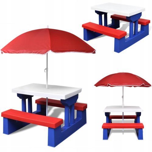  Gartentisch für Kinder Sonnenschirm Bank Blaue Spule