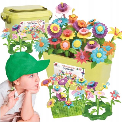  GROSSE BAU-BLUMENBLÖCKE IN EINER BOX Osterhasen-Geschenk