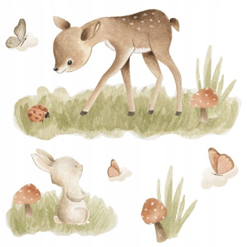  Wandtattoos für Kinder Waldtiere Hirsch Hase Wald