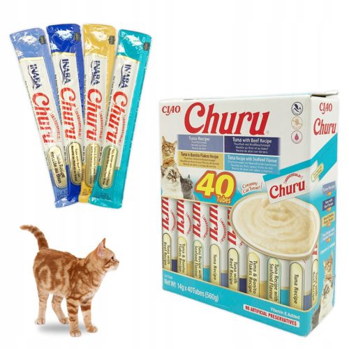  INABA cremiger Leckerbissen mit Thunfisch für Katzen 40x14g