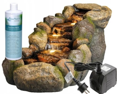  LED-Kaskaden-Wasserfallbrunnen, 110 cm großer Garten