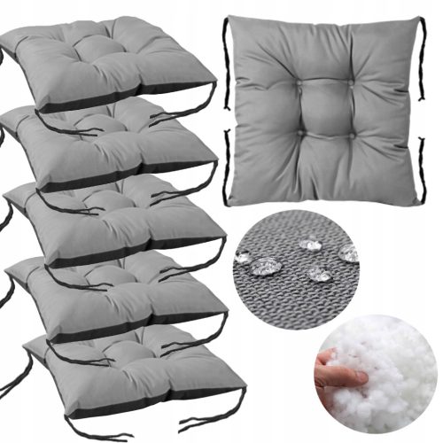  Gartenstuhlkissen 6x 42x42cm geknotetes wasserdichtes gestepptes Set