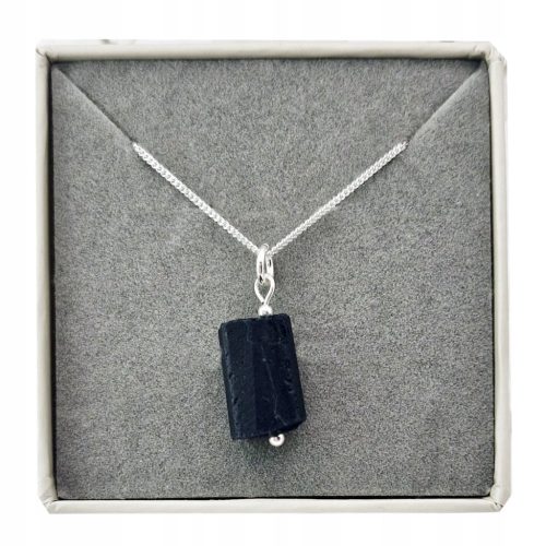  SILBERNE HALSKETTE NATURSTEIN SCHWARZER TURMALIN SCHUTZ SILBER 925