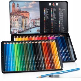 Aquarellstifte Set mit 72 Buntstiften + Aquarellpinsel