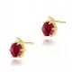  OHRRINGE AUS GOLD, ROTER NATURSTEIN, RUBIN UND DIAMANT 585